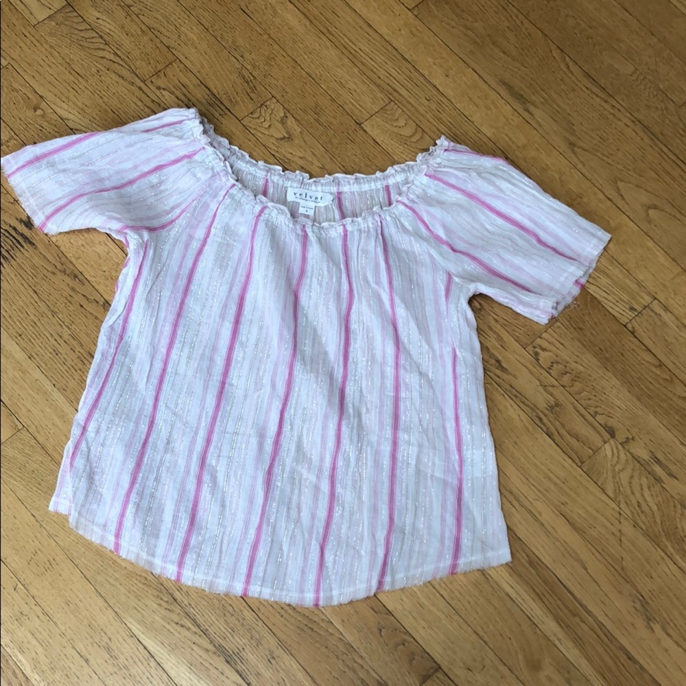 Women’s ' White and Pink Striped Top